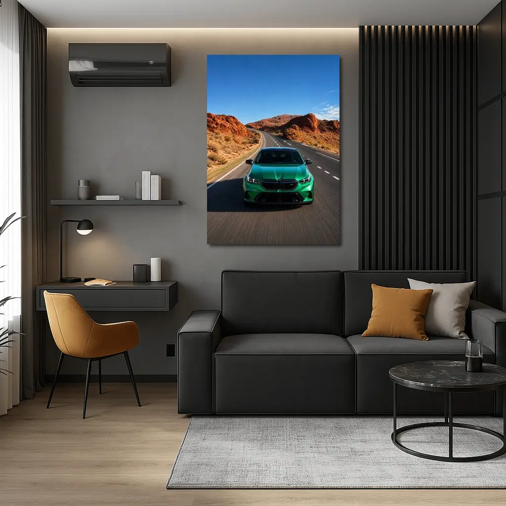 BMW M5 Green Speeding Desert Canyon Road – Wall Art