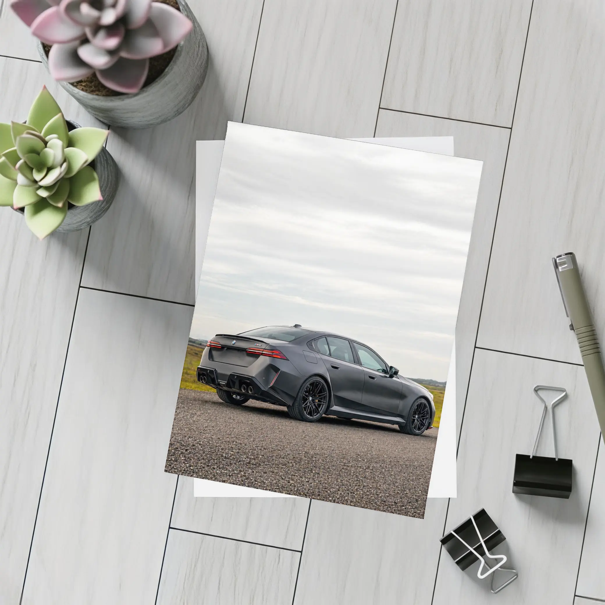 BMW M5 Sedan Gray Open Road – Postcards