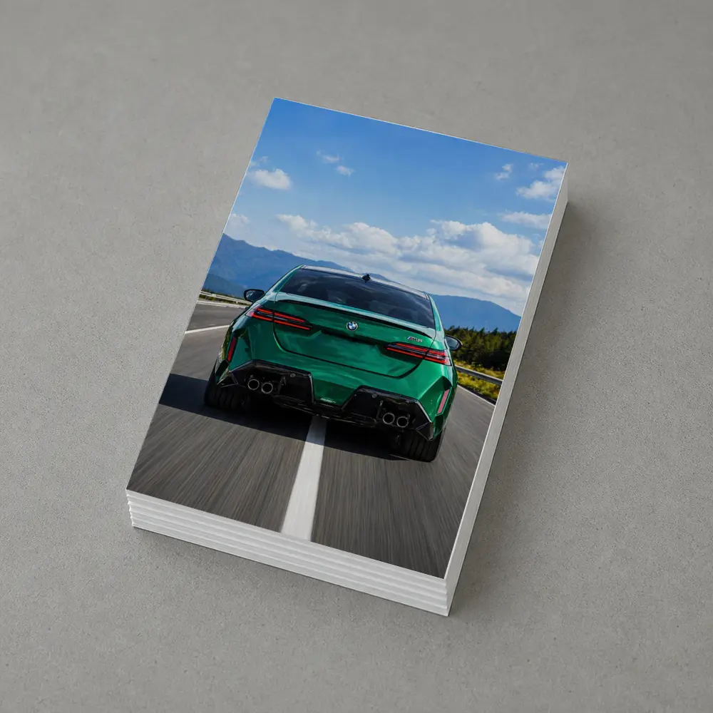 BMW M5 Green Rear View Mountain Road – Postcards