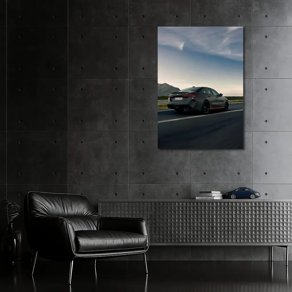 BMW M5 Sedan Gray Highway Mountain Drive – Wall Art