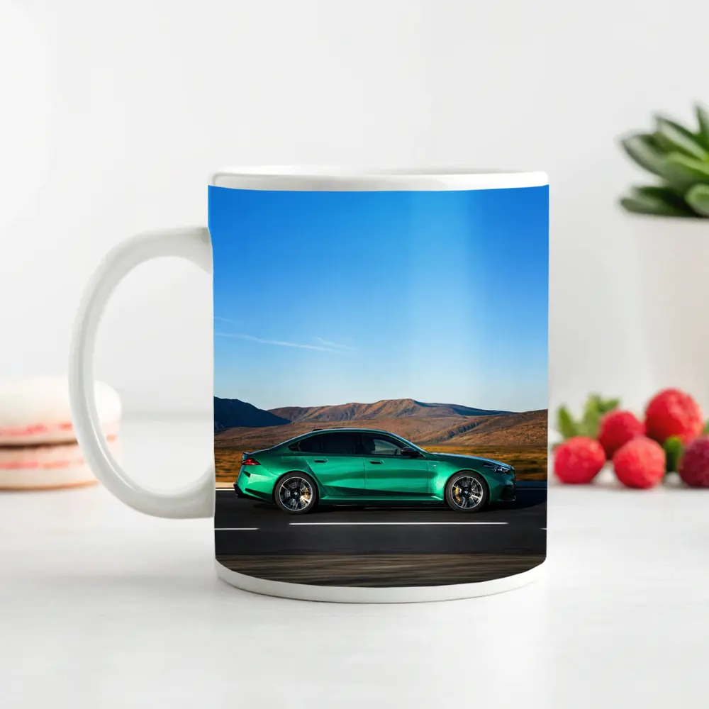 BMW M5 Green Sedan Desert Highway Drive – Mugs