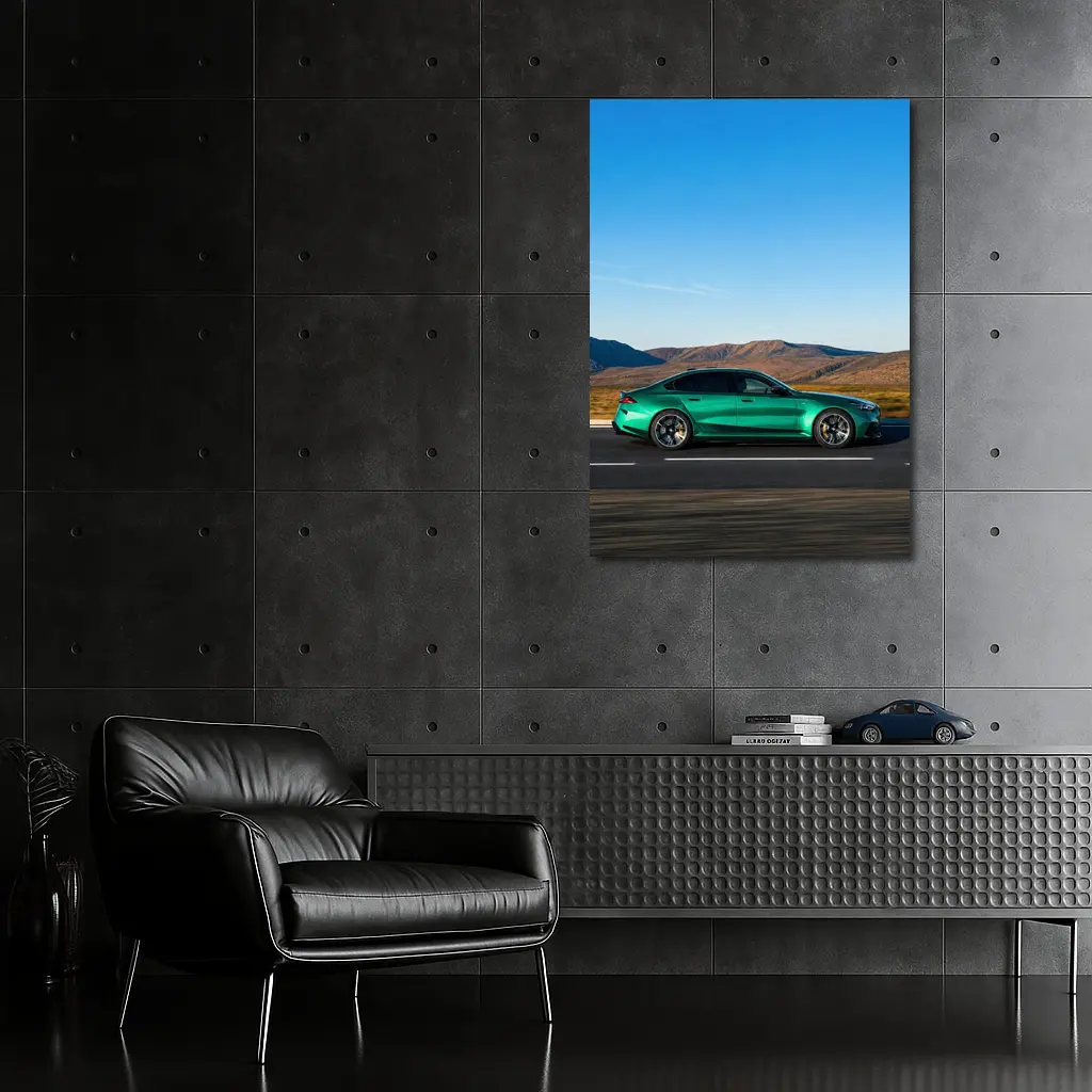 BMW M5 Green Sedan Desert Highway Drive – Wall Art