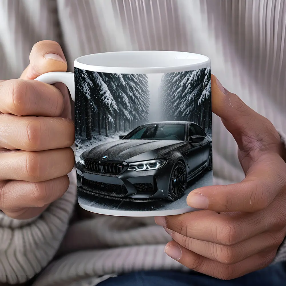 BMW M5 Matte Black Snowy Forest Road – Mugs