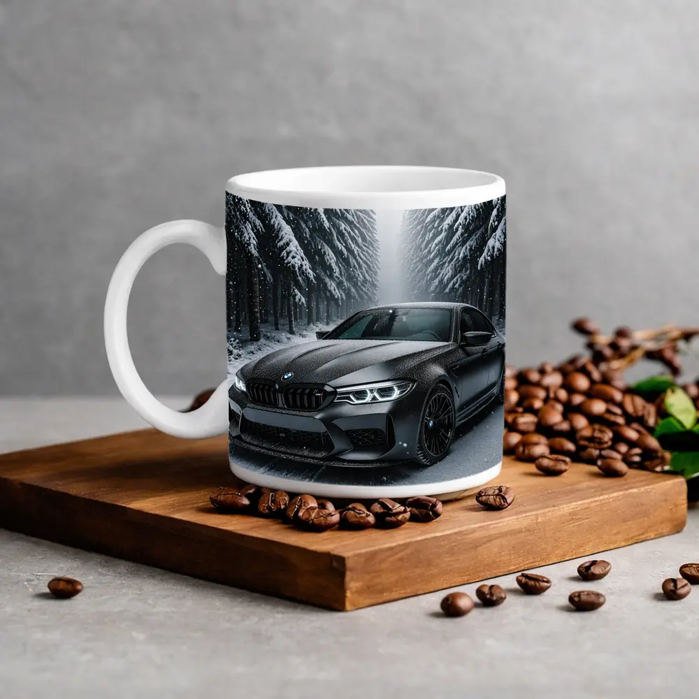 BMW M5 Matte Black Snowy Forest Road – Mugs