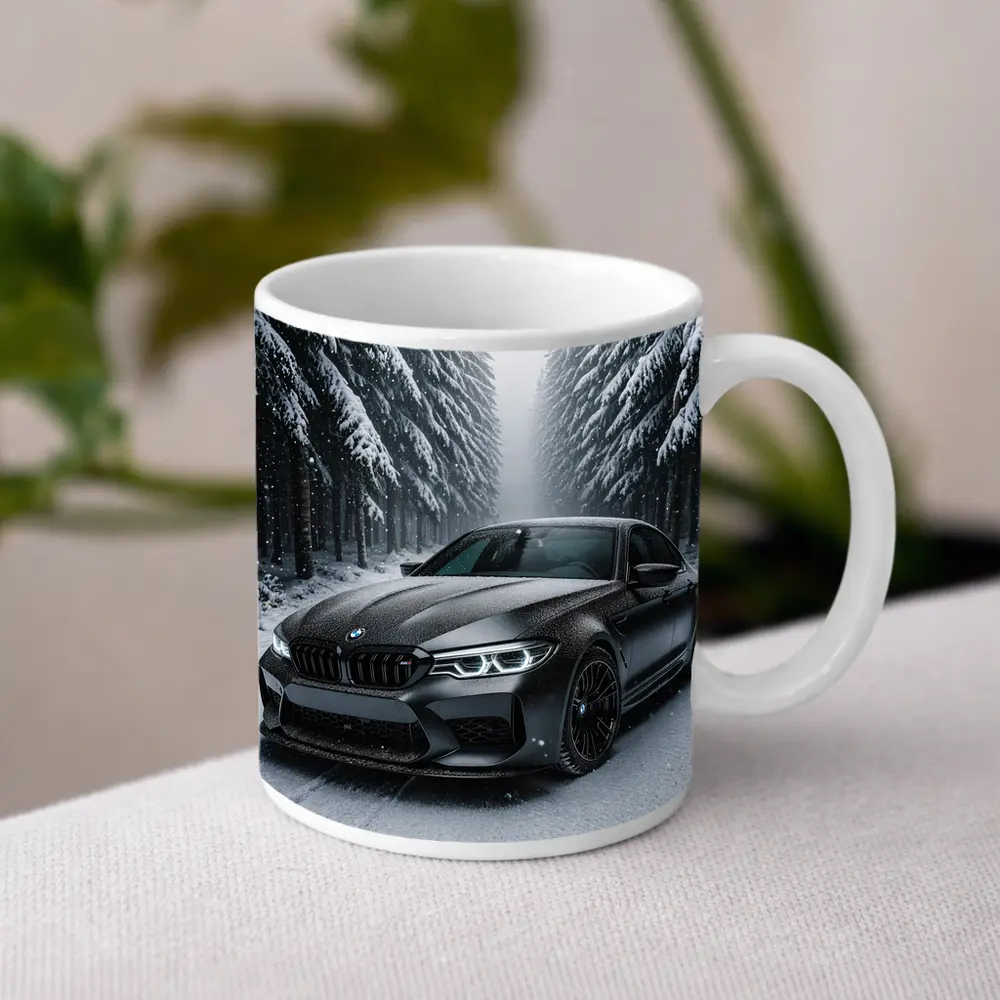 BMW M5 Matte Black Snowy Forest Road – Mugs