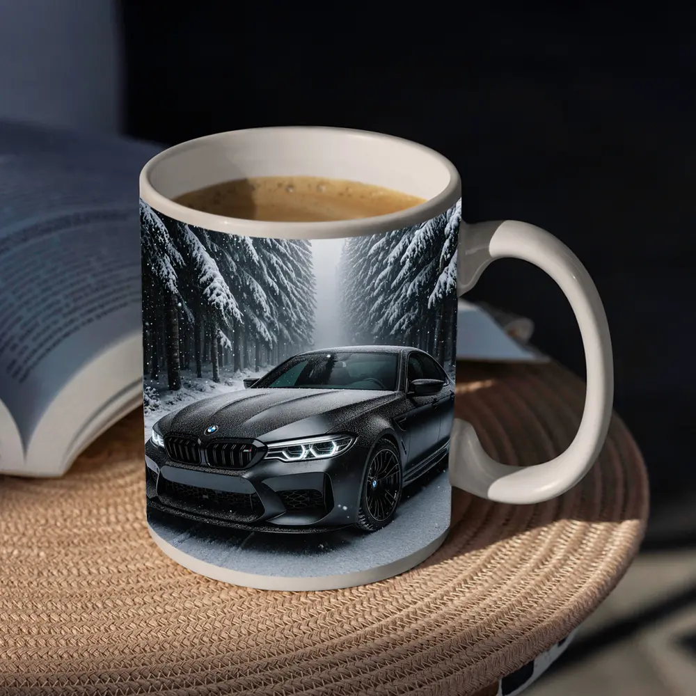 BMW M5 Matte Black Snowy Forest Road – Mugs