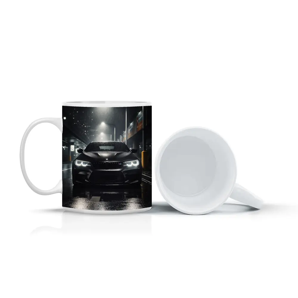 BMW M5 Black Front Rain Night Street – Mugs