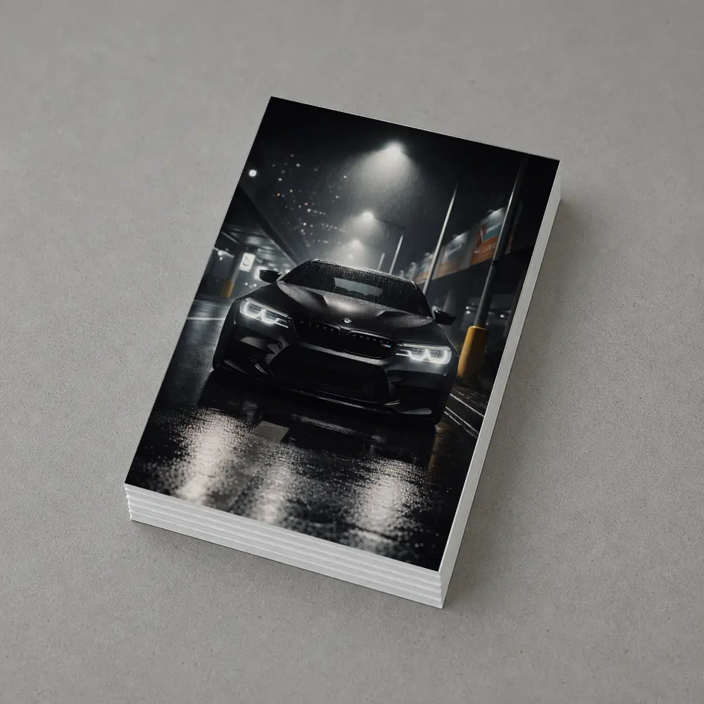 BMW M5 Black Front Rain Night Street – Postcards