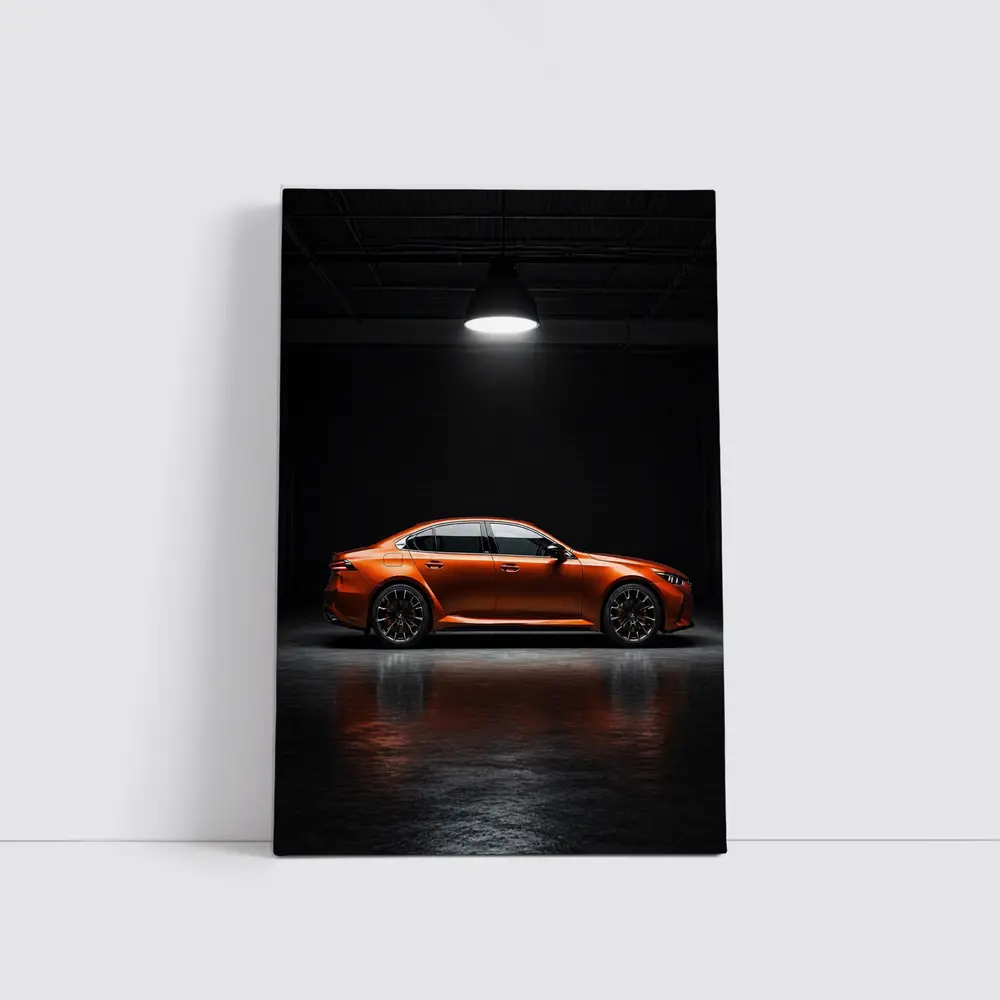 BMW M5 Orange Sedan Dark Studio – Wall Art