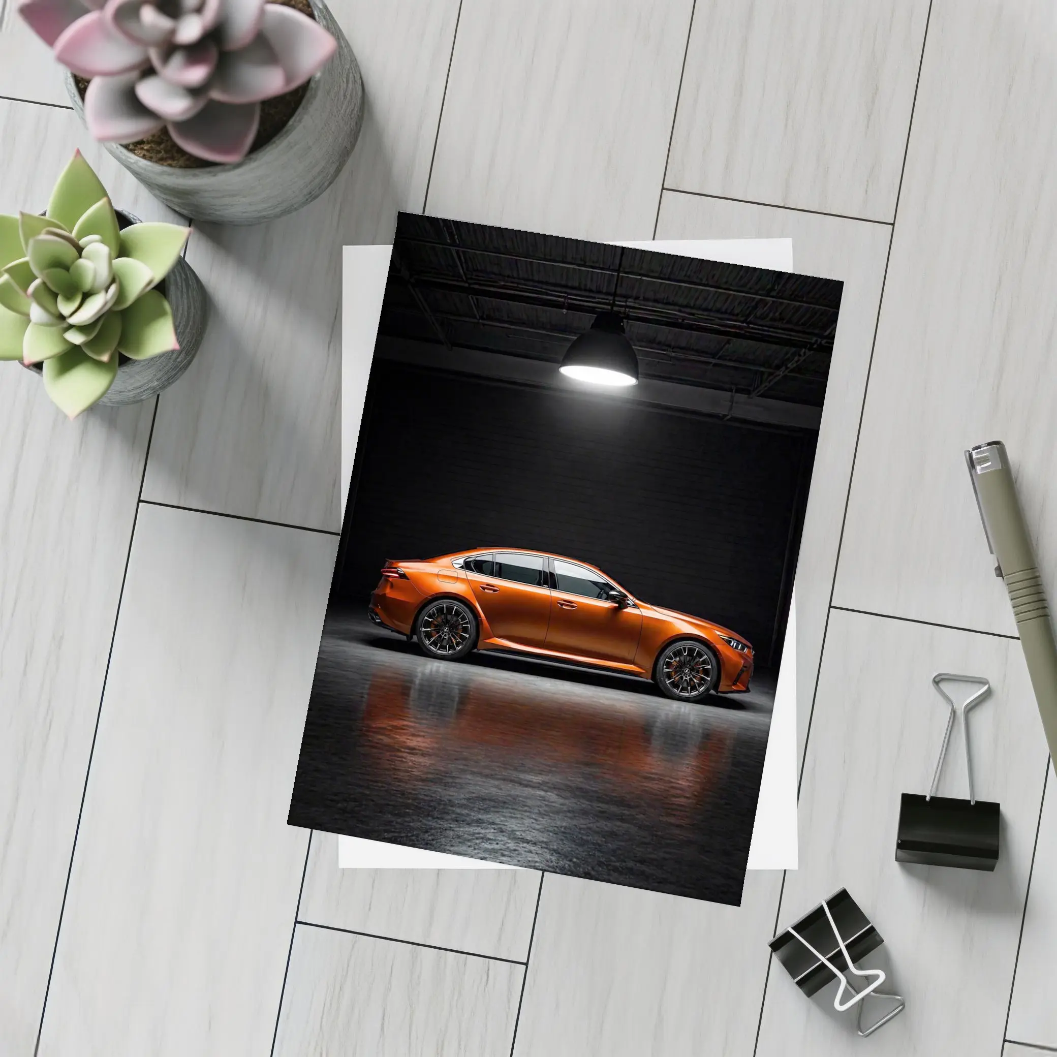 BMW M5 Orange Sedan Dark Studio – Postcards