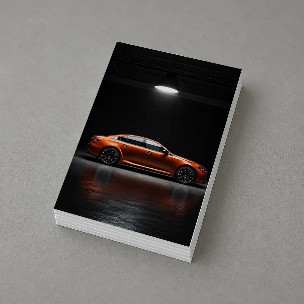 BMW M5 Orange Sedan Dark Studio – Postcards