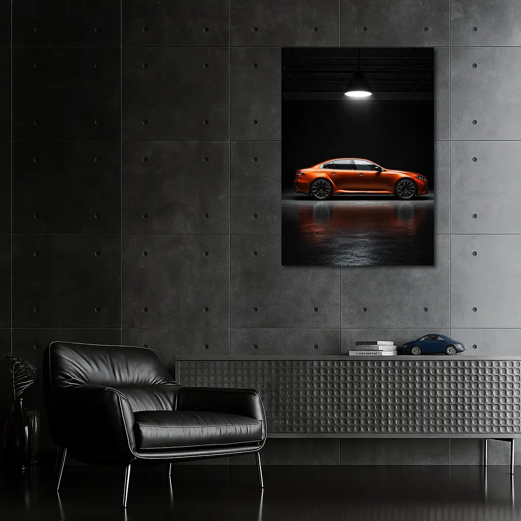 BMW M5 Orange Sedan Dark Studio – Wall Art