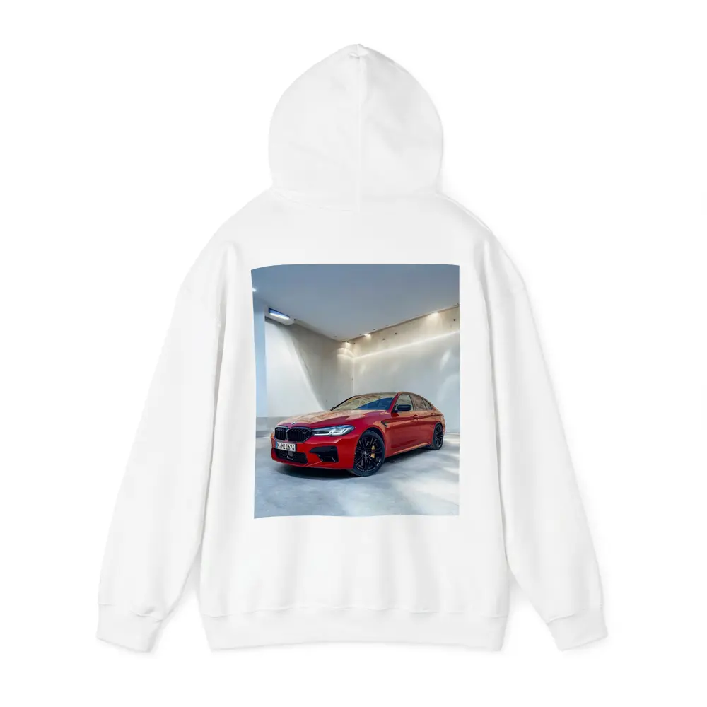 BMW M5 Red Sedan Minimalist Garage – Hoodies