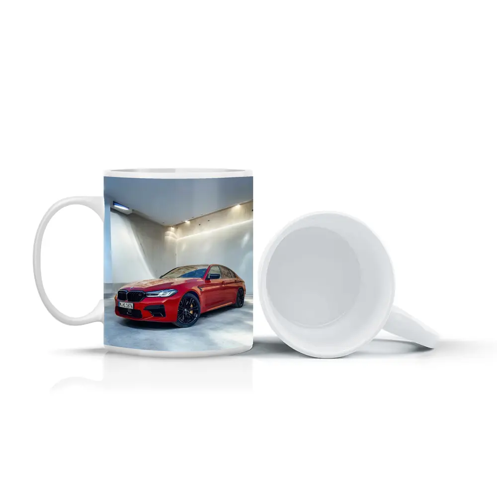 BMW M5 Red Sedan Minimalist Garage – Mugs