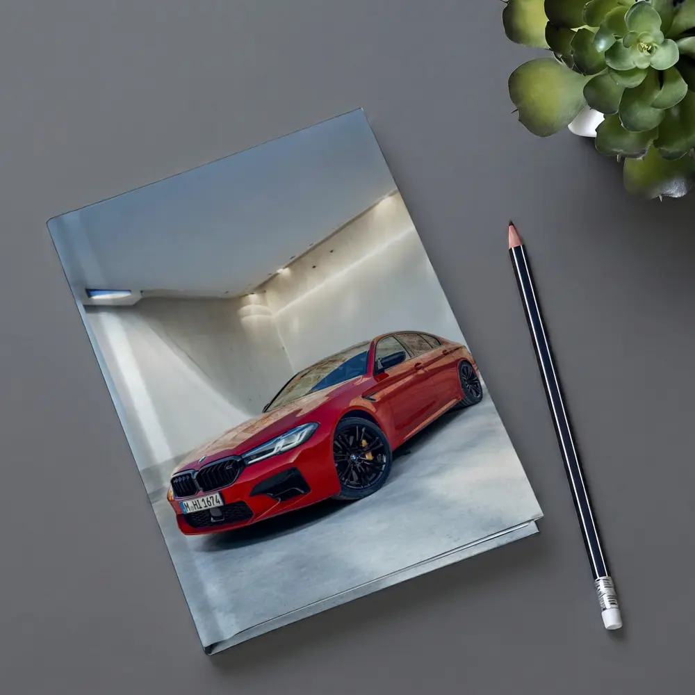 BMW M5 Red Sedan Minimalist Garage – Notebooks