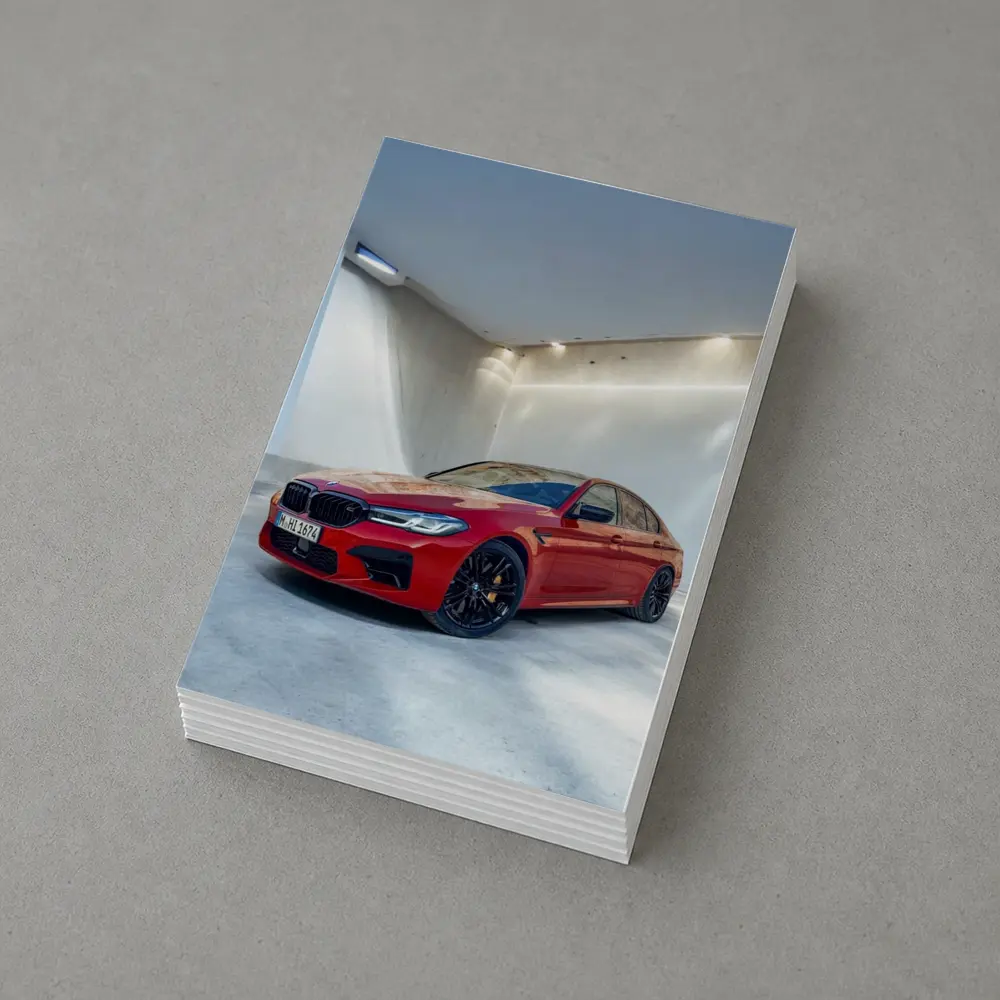 BMW M5 Red Sedan Minimalist Garage – Postcards