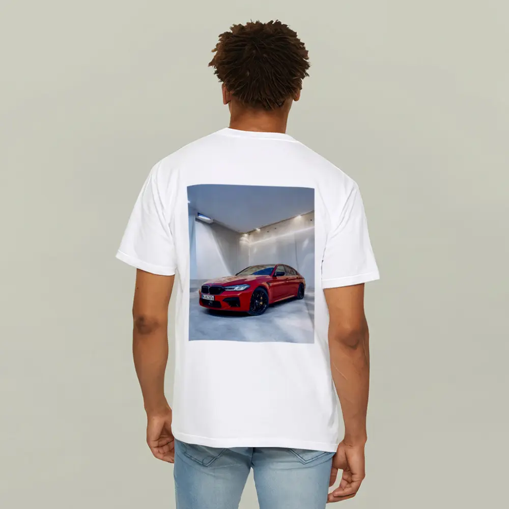 BMW M5 Red Sedan Minimalist Garage – T-Shirts
