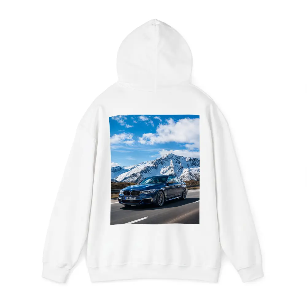 BMW M5 Sedan Speeding Through Alpine Mountains – Hoodies