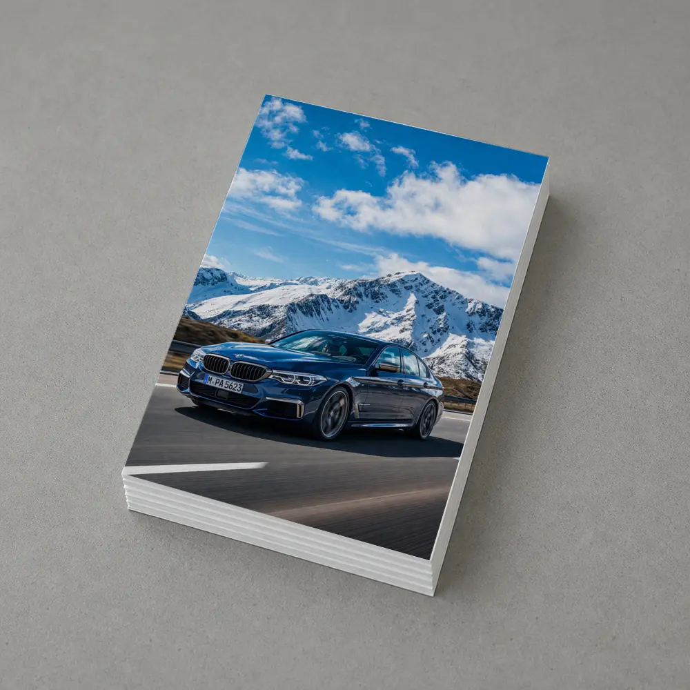BMW M5 Sedan Speeding Through Alpine Mountains – Postcards