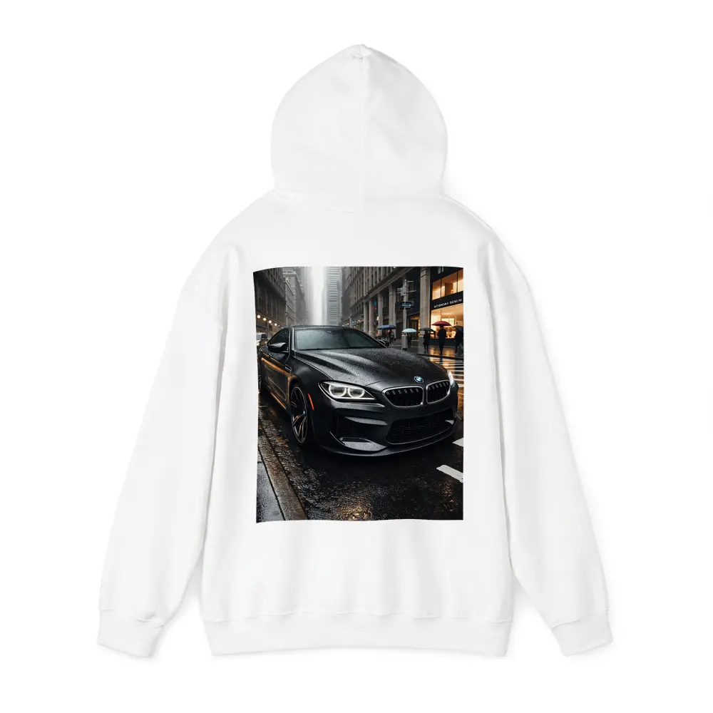 BMW M6 Matte Black Rainy City Street – Hoodies