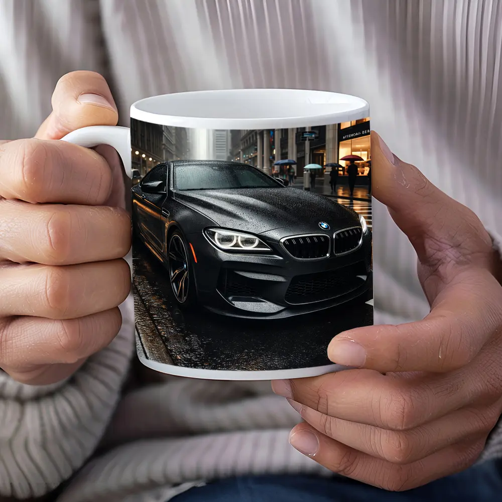BMW M6 Matte Black Rainy City Street – Mugs