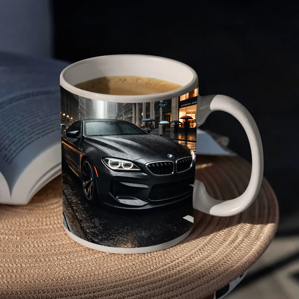 BMW M6 Matte Black Rainy City Street – Mugs