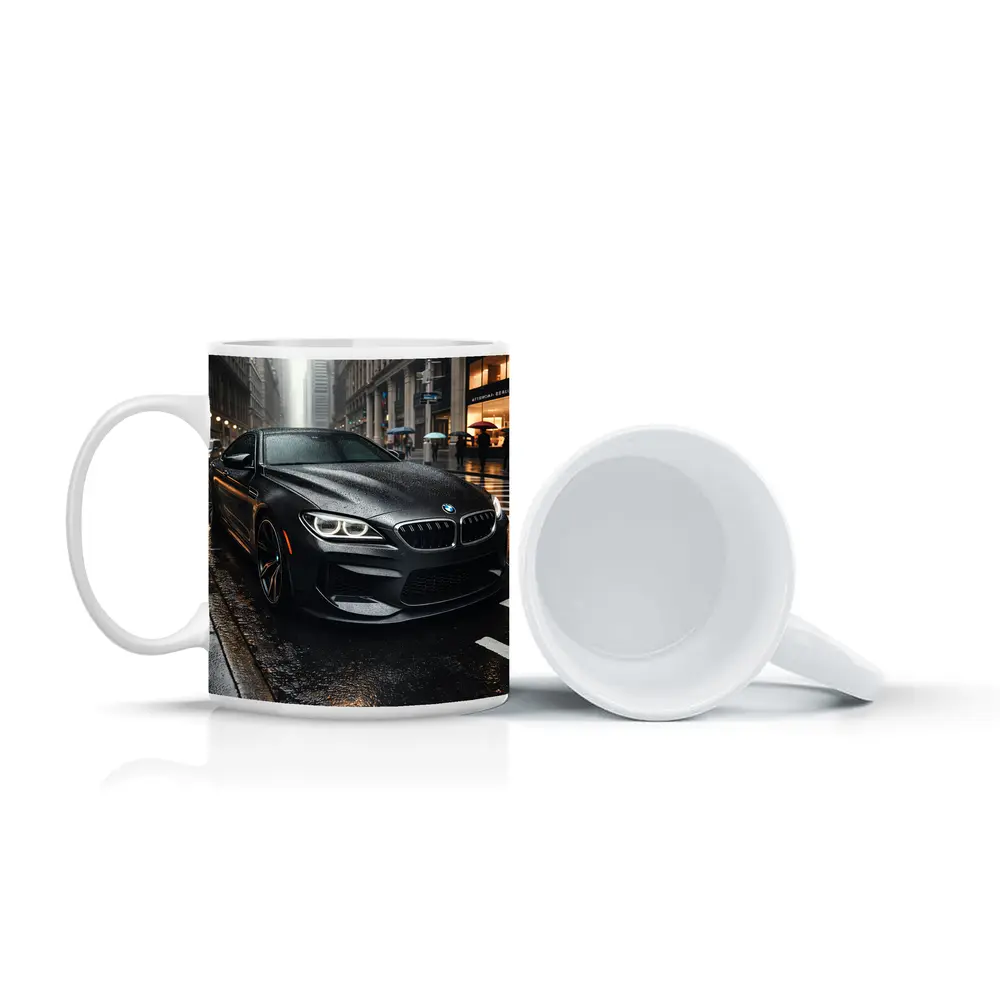 BMW M6 Matte Black Rainy City Street – Mugs