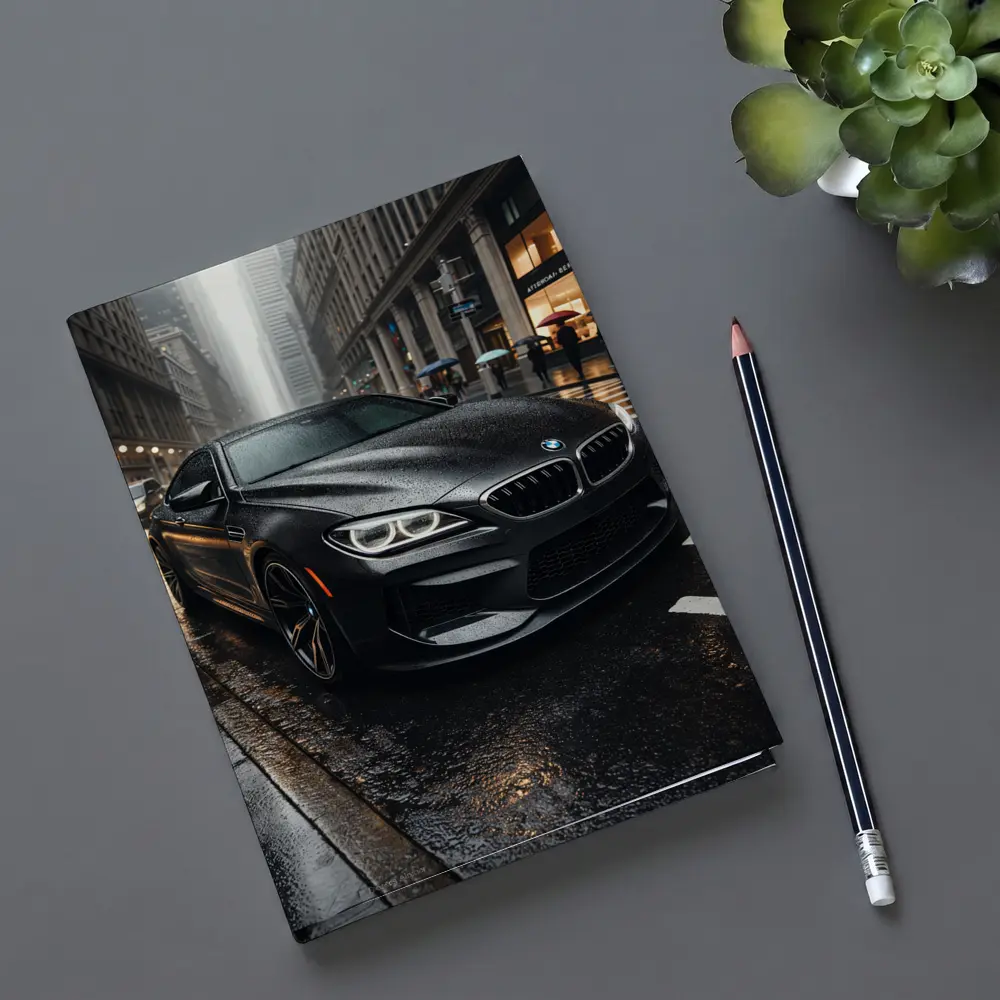 BMW M6 Matte Black Rainy City Street – Notebooks