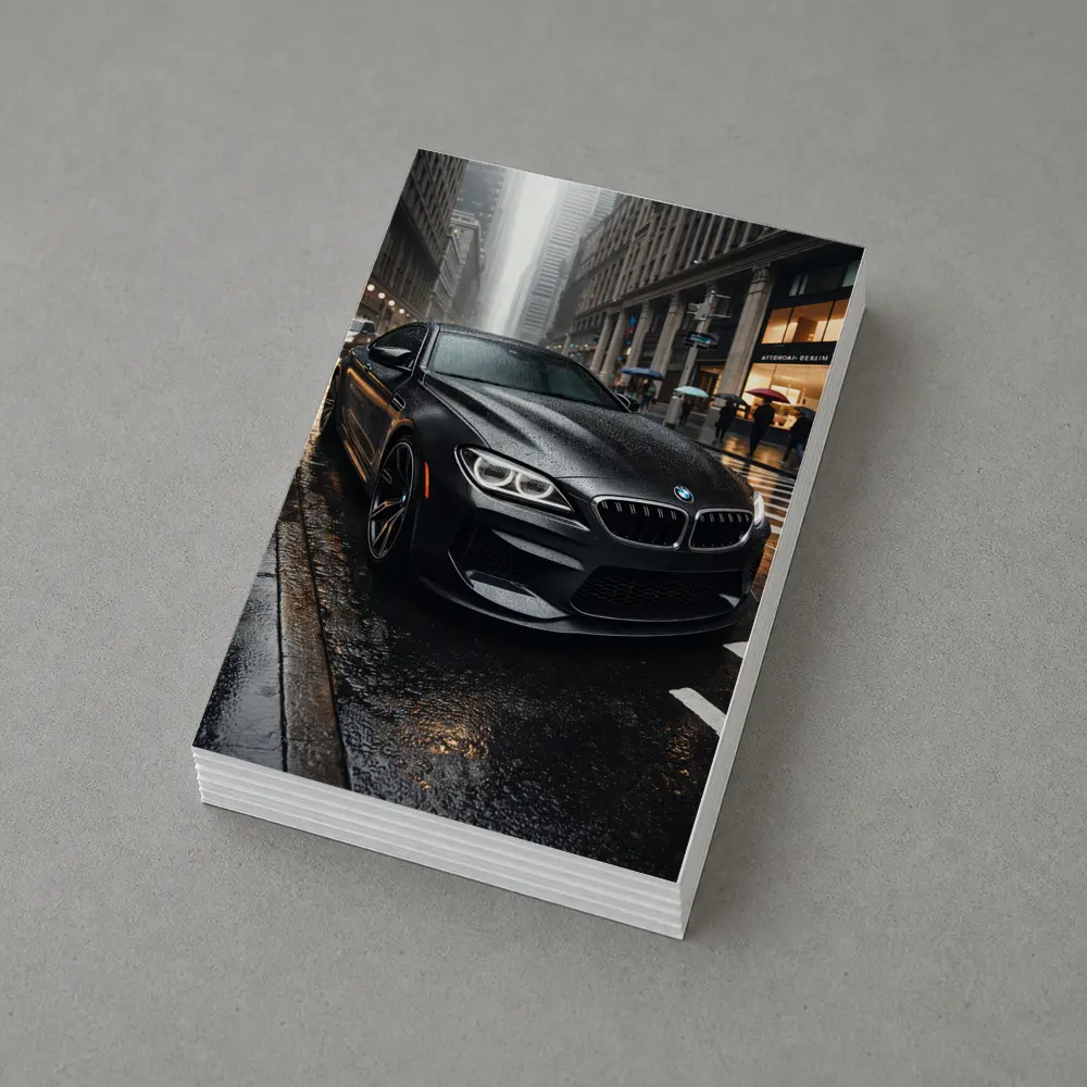 BMW M6 Matte Black Rainy City Street – Postcards