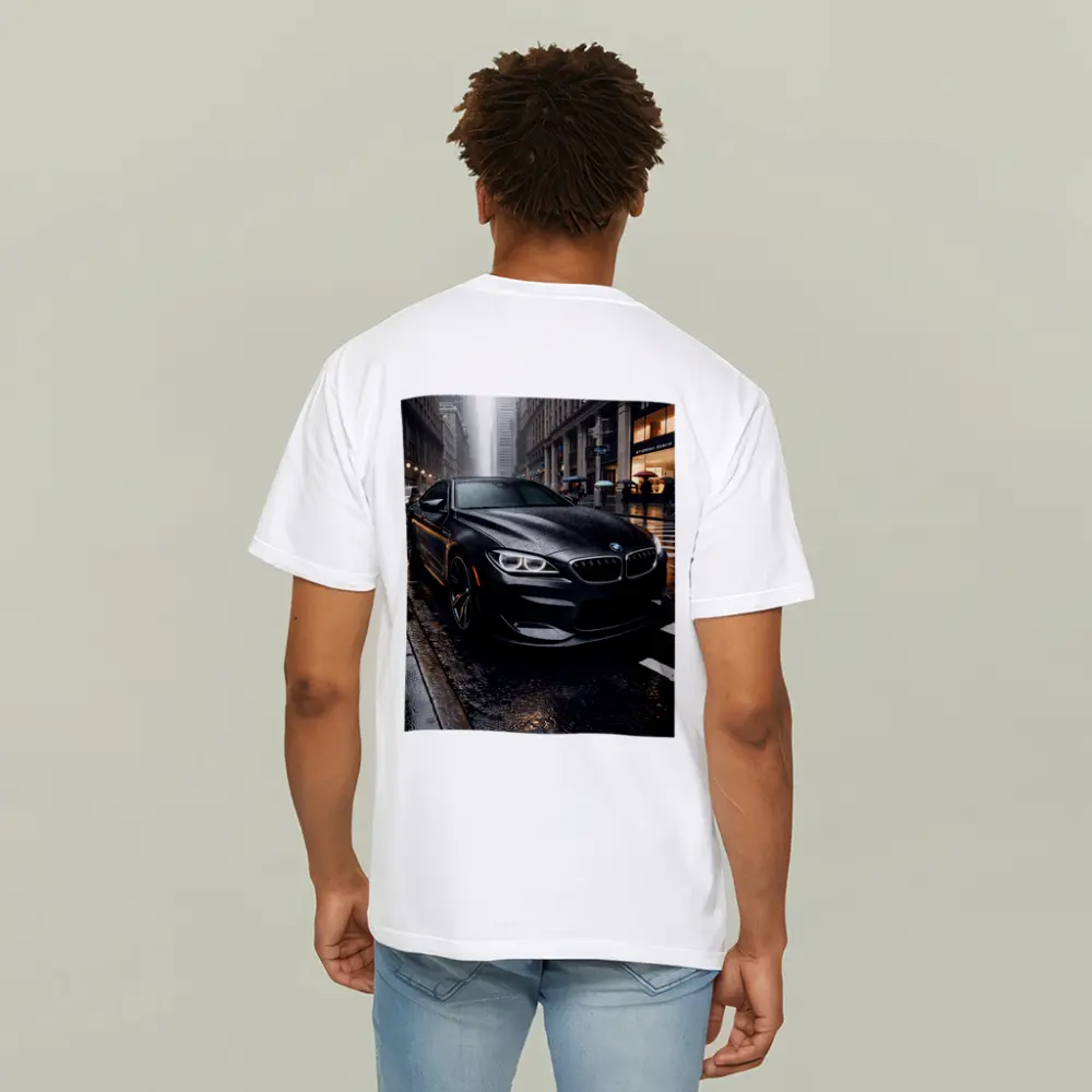 BMW M6 Matte Black Rainy City Street – T-Shirts