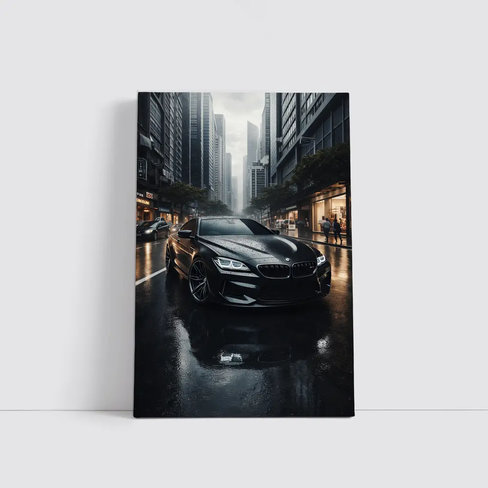 BMW M6 Black Rainy City Street – Wall Art
