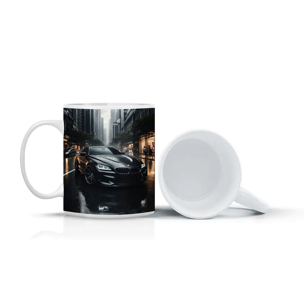 BMW M6 Black Rainy City Street – Mugs
