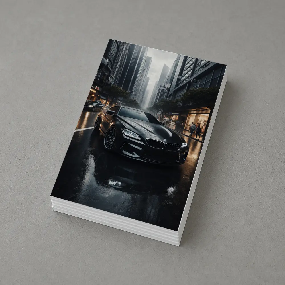 BMW M6 Black Rainy City Street – Postcards