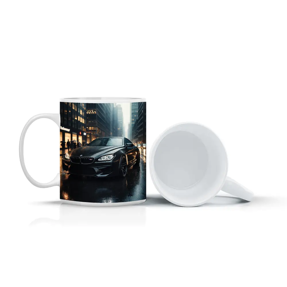 BMW M6 Black Rainy City Street Night – Mugs