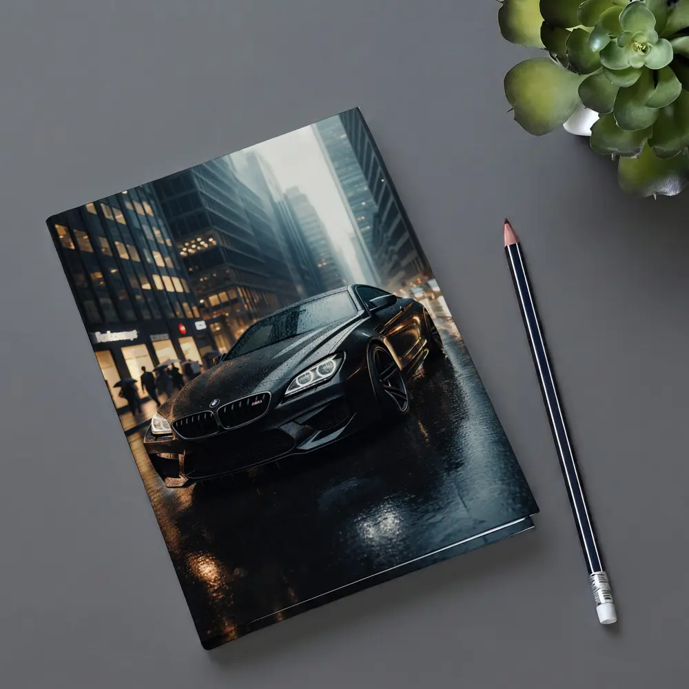 BMW M6 Black Rainy City Street Night – Notebooks