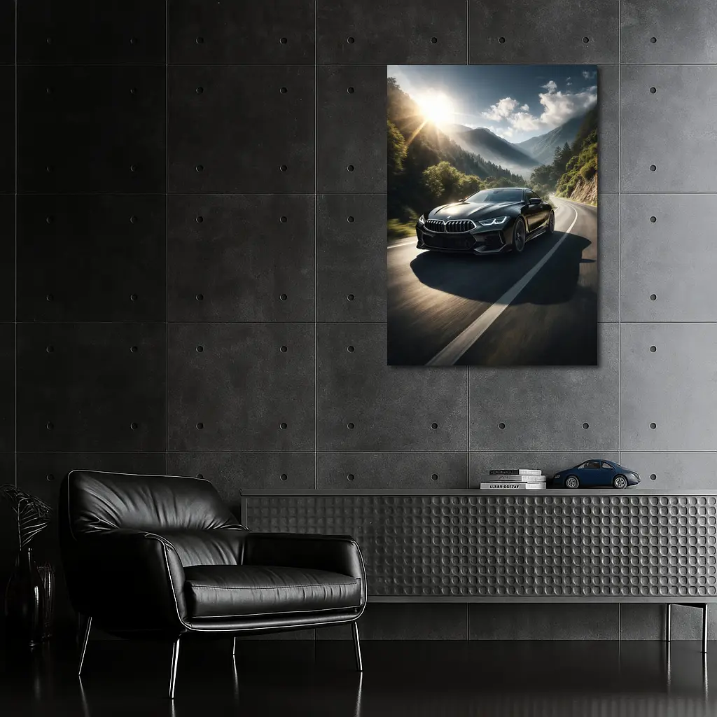 BMW M8 Black Coupe Mountain Road Drive – Wall Art