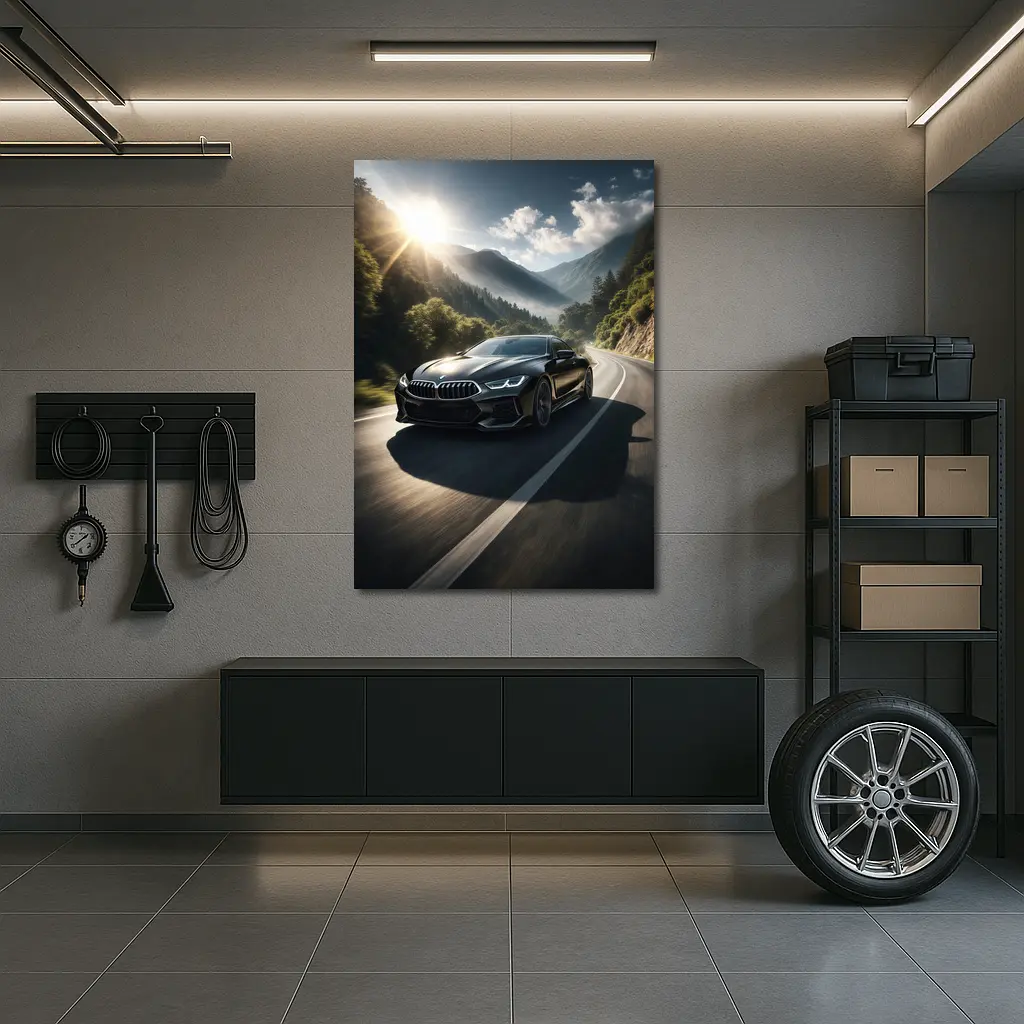 BMW M8 Black Coupe Mountain Road Drive – Wall Art