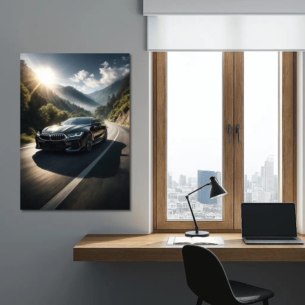BMW M8 Black Coupe Mountain Road Drive – Wall Art