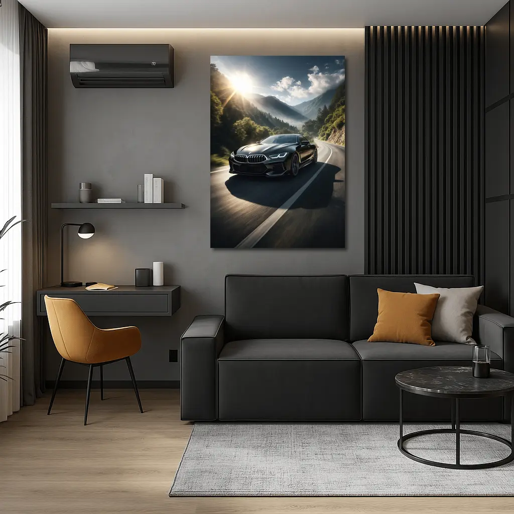 BMW M8 Black Coupe Mountain Road Drive – Wall Art