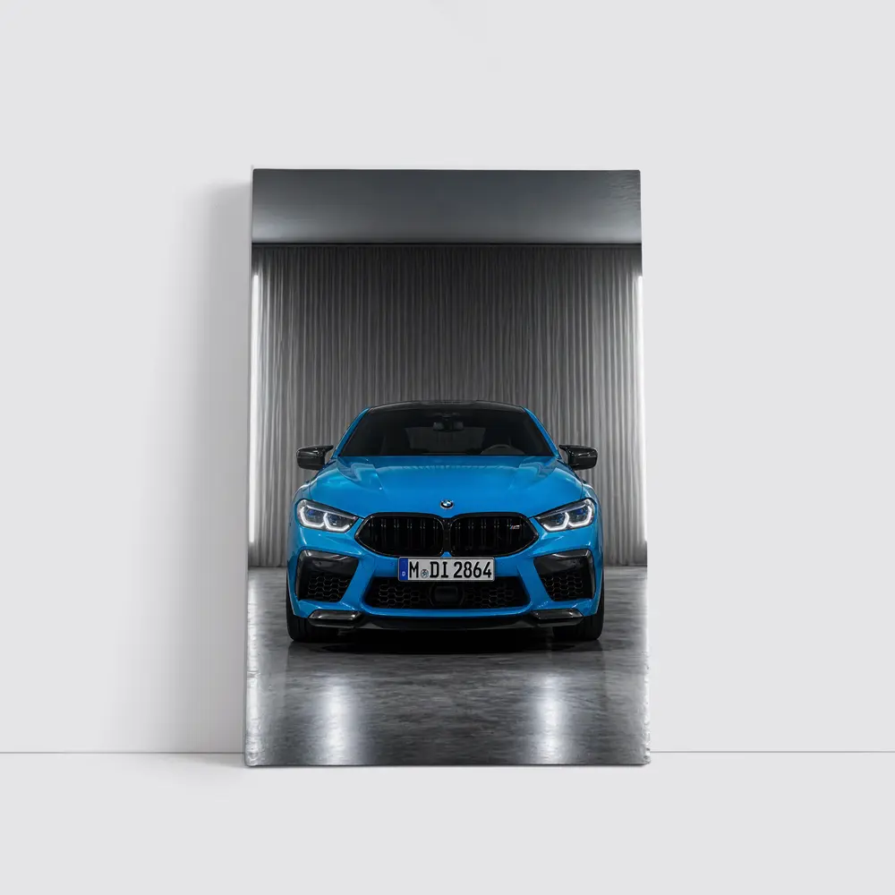 BMW M8 Blue Front View Studio – Wall Art