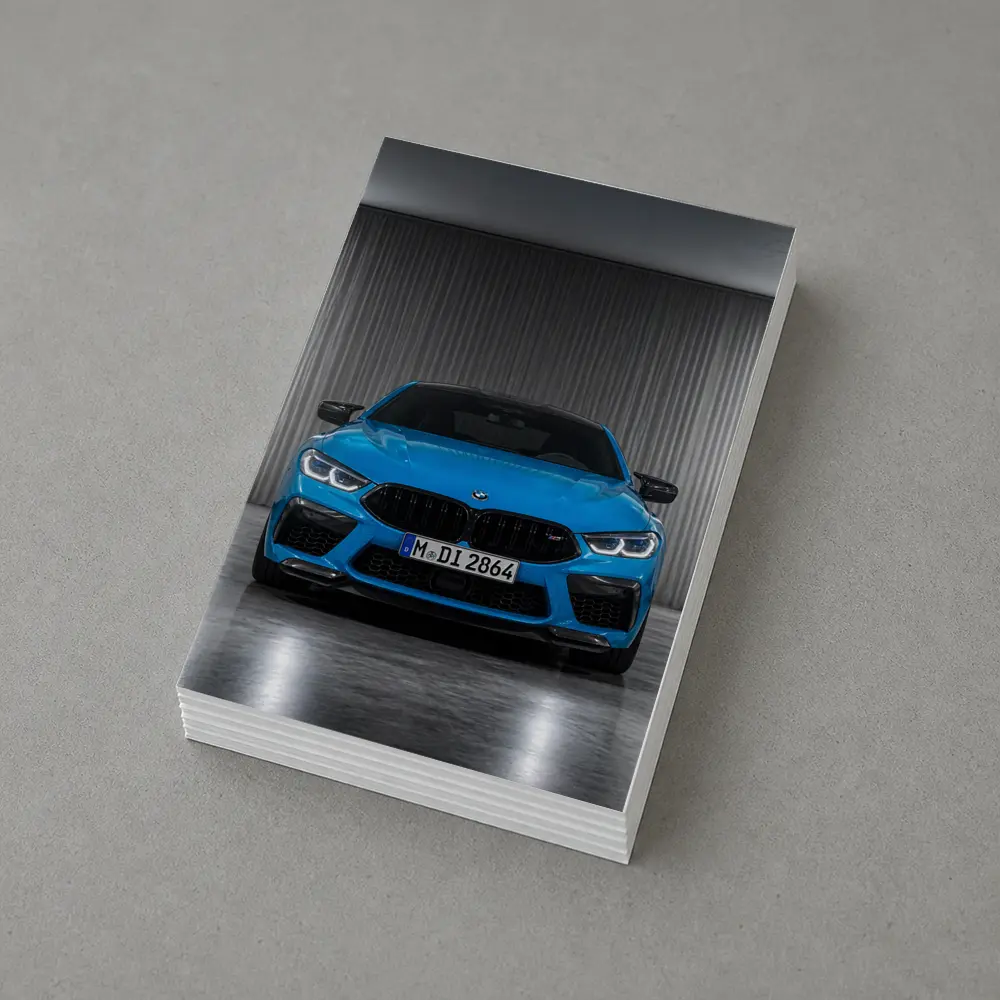 BMW M8 Blue Front View Studio – Postcards
