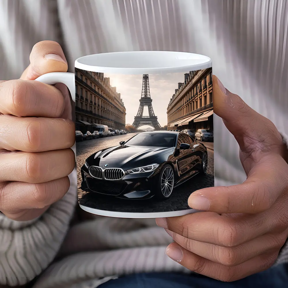 BMW M8 Black Coupe Paris Eiffel Tower – Mugs