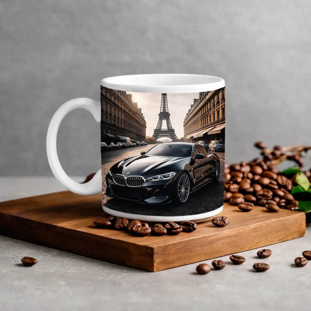 BMW M8 Black Coupe Paris Eiffel Tower – Mugs