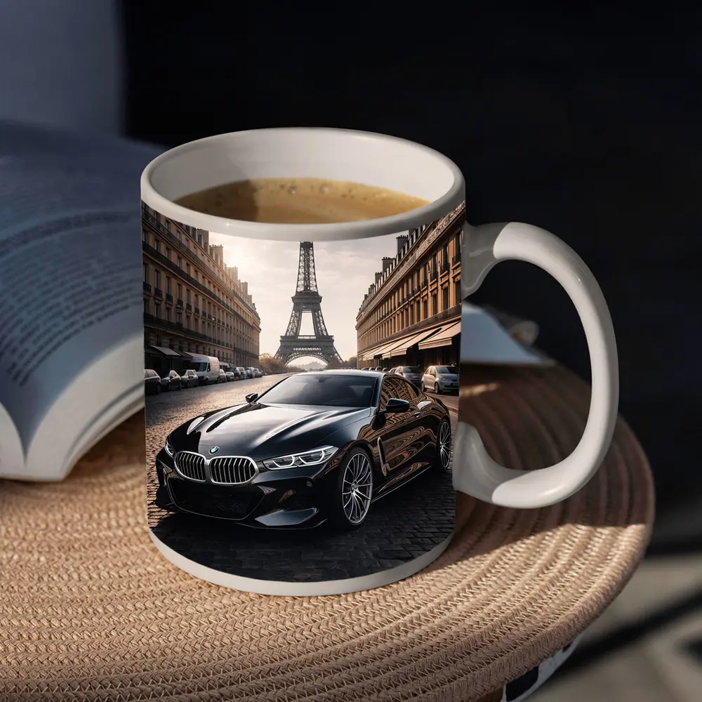 BMW M8 Black Coupe Paris Eiffel Tower – Mugs