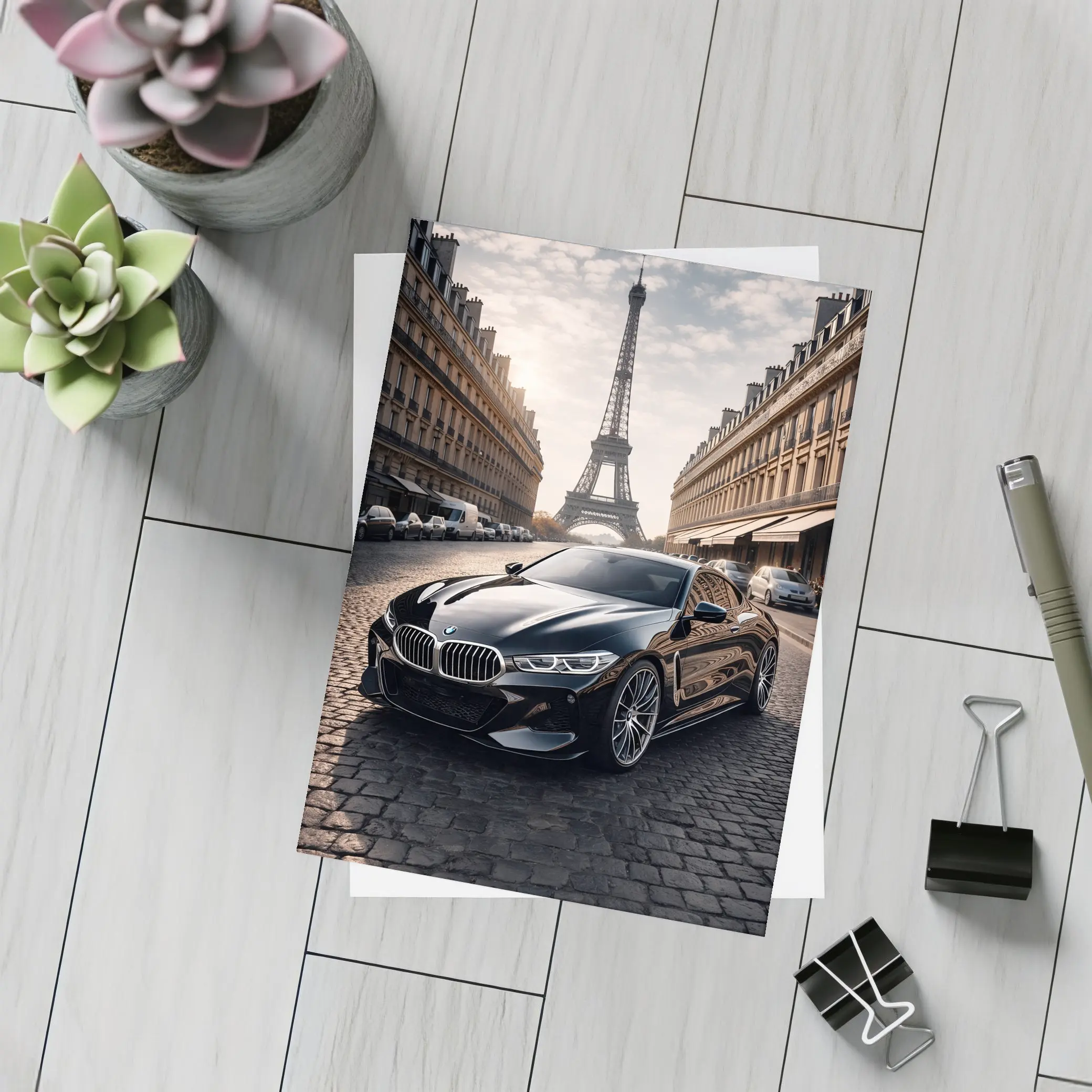 BMW M8 Black Coupe Paris Eiffel Tower – Postcards