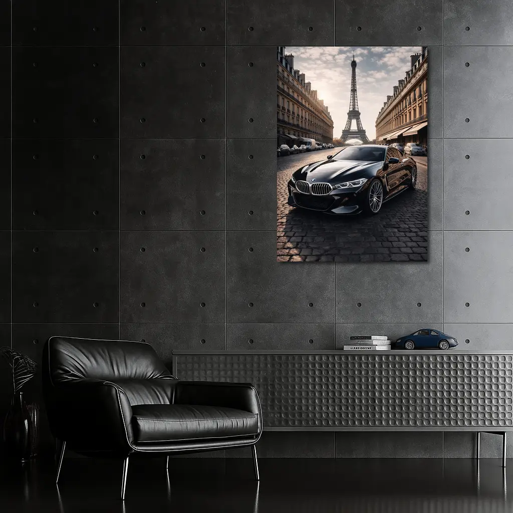 BMW M8 Black Coupe Paris Eiffel Tower – Wall Art