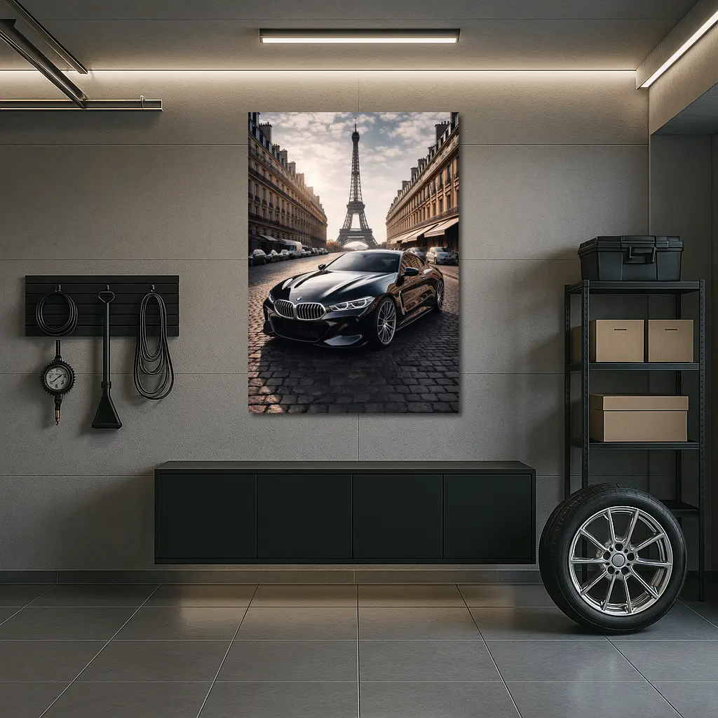 BMW M8 Black Coupe Paris Eiffel Tower – Wall Art