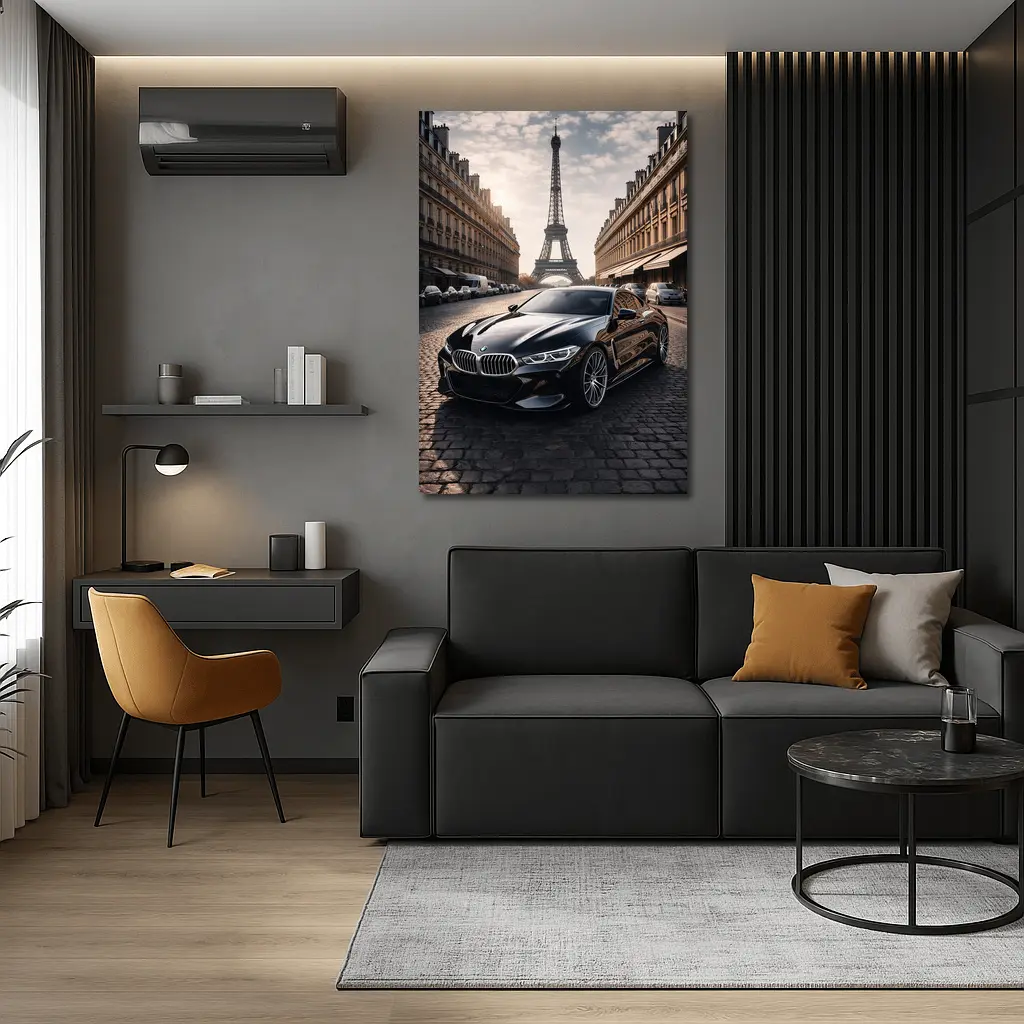 BMW M8 Black Coupe Paris Eiffel Tower – Wall Art