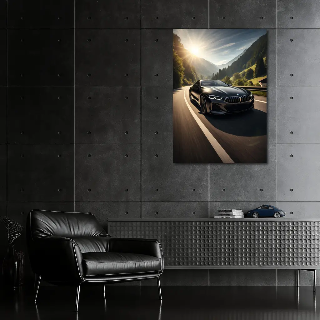 BMW M8 Black Coupe Mountain Road Drive – Wall Art
