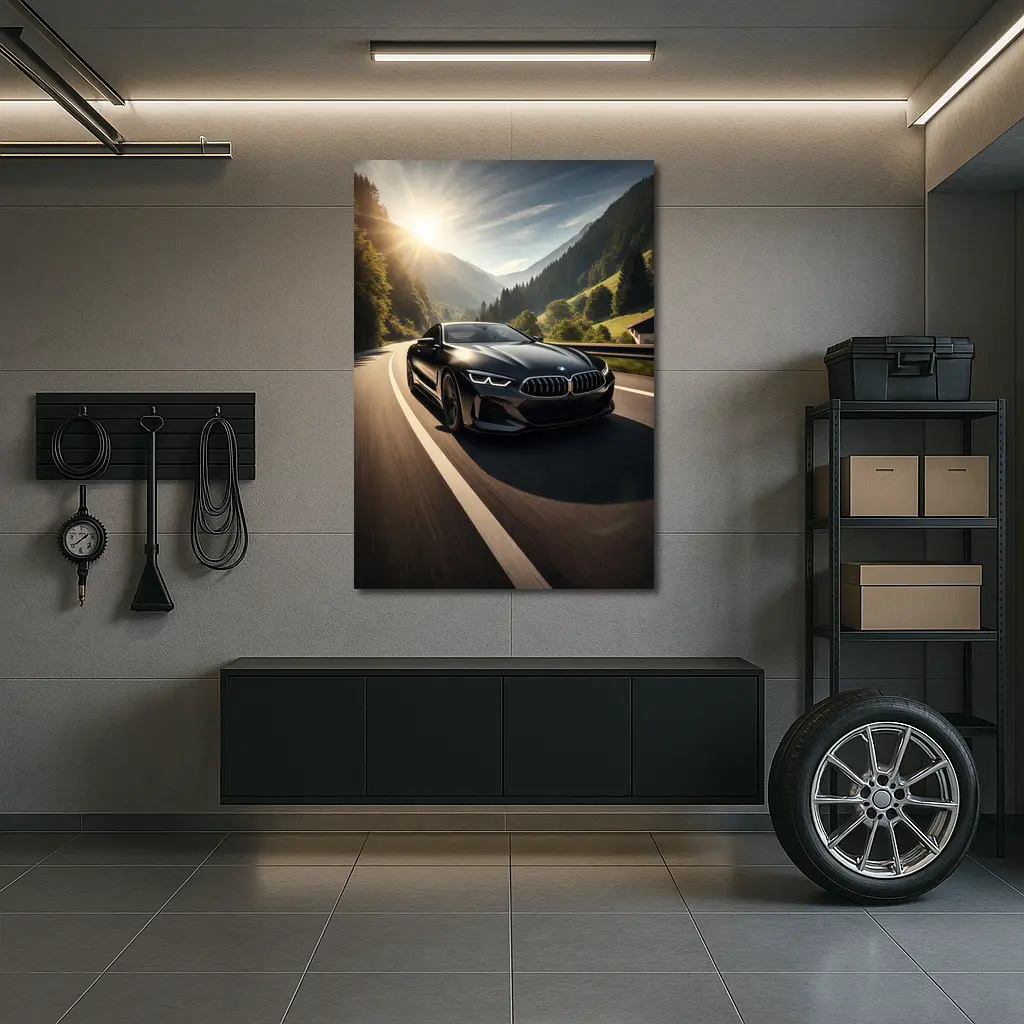 BMW M8 Black Coupe Mountain Road Drive – Wall Art